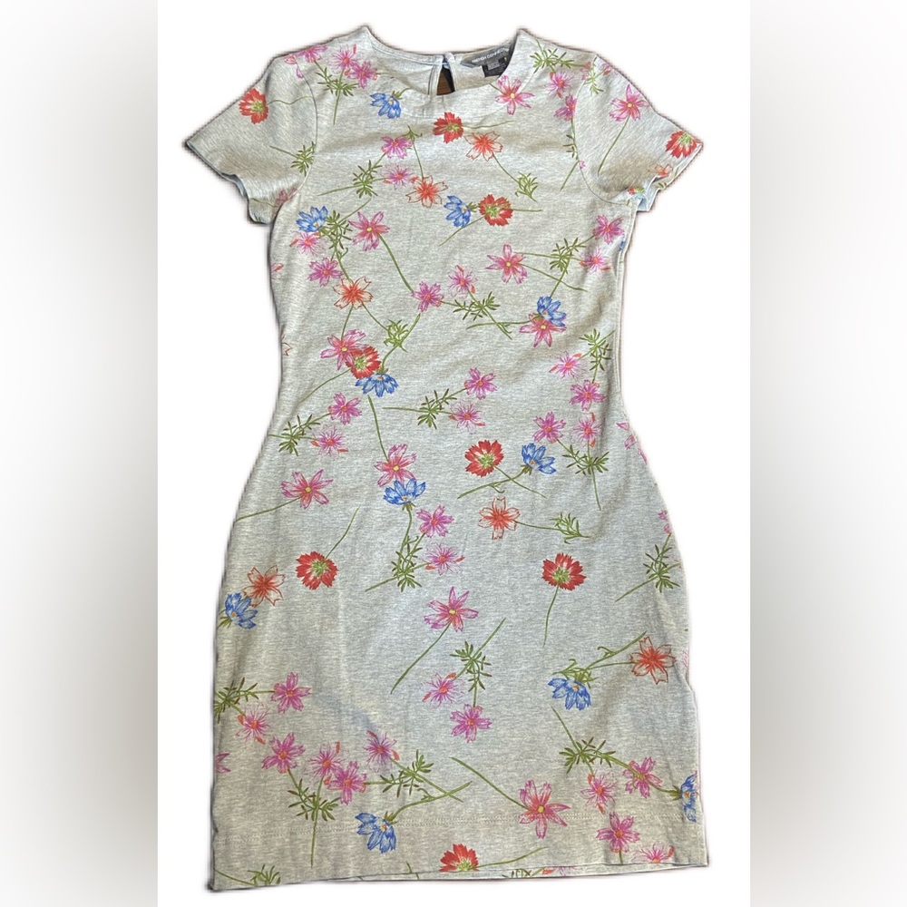 French Connection Gray Floral Jersey Bodycon Dress Size 4